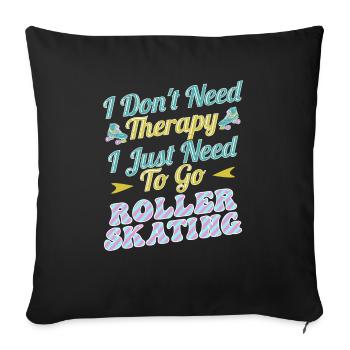Funny Roller Skating Skater Skate - Throw Pillow Cover 17.5” x 17.5” - black - Front