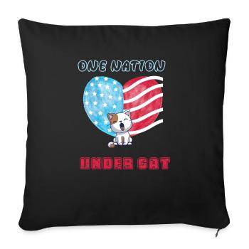 One nation under cat - Throw Pillow Cover 17.5” x 17.5” - black - Front