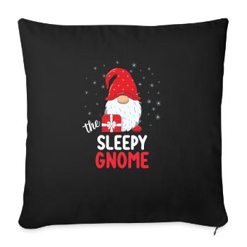 Christmas Sleepy Cute Gnome - Throw Pillow Cover 17.5” x 17.5” - black - Front