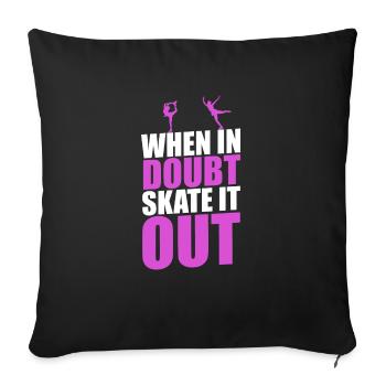 Ice Skating Figure Skating Pun Skates - Throw Pillow Cover 17.5” x 17.5” - black - Front