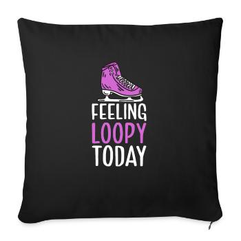 Ice Skating Figure Skating Pun Skates - Throw Pillow Cover 17.5” x 17.5” - black - Front