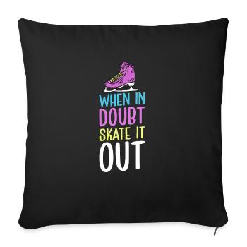 Ice Skating Figure Skating Pun Skates - Throw Pillow Cover 17.5” x 17.5” - black - Front