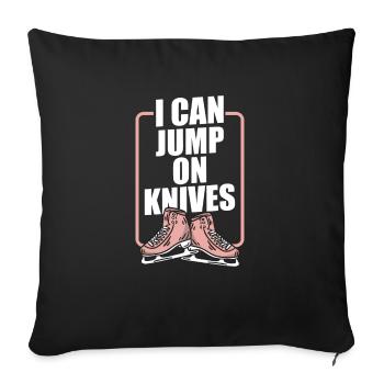 Ice Skating Figure Skating Pun Skates - Throw Pillow Cover 17.5” x 17.5” - black - Front