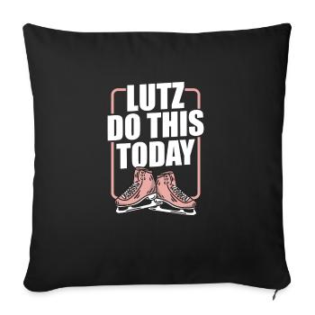 Ice Skating Figure Skating Pun Skates - Throw Pillow Cover 17.5” x 17.5” - black - Front