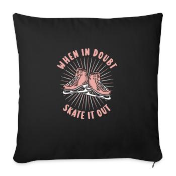 Ice Skating Figure Skating Pun Skates - Throw Pillow Cover 17.5” x 17.5” - black - Front