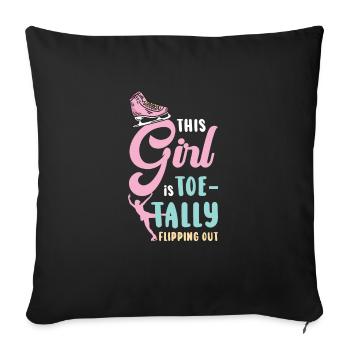 Ice Skating Figure Skating Pun Skates - Throw Pillow Cover 17.5” x 17.5” - black - Front