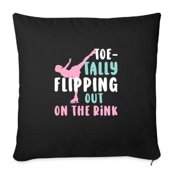 Ice Skating Figure Skating Pun Skates - Throw Pillow Cover 17.5” x 17.5” - black - Front