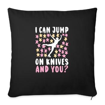 Ice Skating Figure Skating Pun Skates - Throw Pillow Cover 17.5” x 17.5” - black - Front