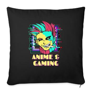 Cool anime gaming cosplay motif - Throw Pillow Cover 17.5” x 17.5” - black - Front