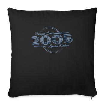 Unique since 2005 Retro year of birth - Throw Pillow Cover 17.5” x 17.5” - black - Front
