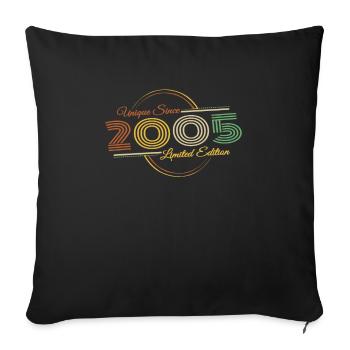 Unique since 2005 Retro year of birth - Throw Pillow Cover 17.5” x 17.5” - black - Front