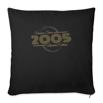 Unique since 2005 Retro year of birth - Throw Pillow Cover 17.5” x 17.5” - black - Front
