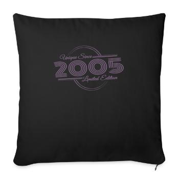 Unique since 2005 Retro year of birth - Throw Pillow Cover 17.5” x 17.5” - black - Front
