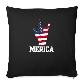 Merica Rock Sign - Throw Pillow Cover 17.5” x 17.5” - black - Front
