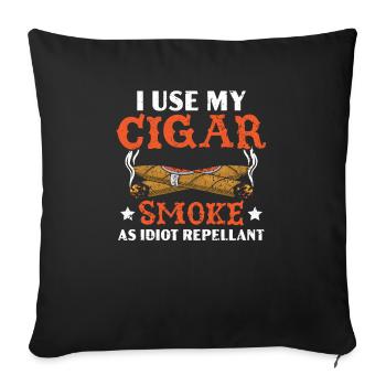 Cigar Smoking Tobacco Smoke Cigarette Smoker Cigar - Throw Pillow Cover 17.5” x 17.5” - black - Front