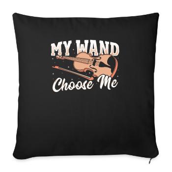 My Wand Choose Me Violinist Violin Player - Throw Pillow Cover 17.5” x 17.5” - black - Front
