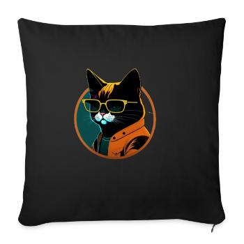 قمصان القط الأسود قمصان قطط سوداءتي - Throw Pillow Cover 17.5” x 17.5” - black - Front