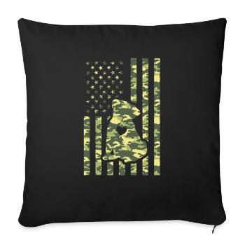 Camo Love Dog Flag America - Throw Pillow Cover 17.5” x 17.5” - black - Front