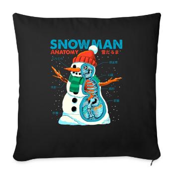 Snowman Anatomy - Throw Pillow Cover 17.5” x 17.5” - black - Front
