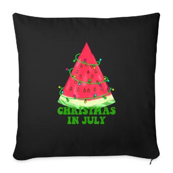 Summer Christmas July In Christmas In July Melon - Throw Pillow Cover 17.5” x 17.5” - black - Front