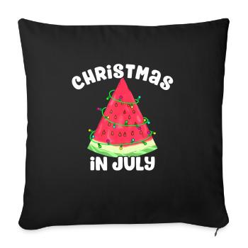 Summer Christmas July In Christmas In July - Throw Pillow Cover 17.5” x 17.5” - black - Front
