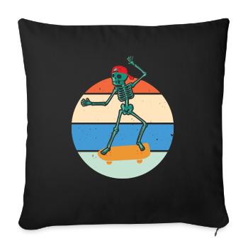 Skating Skateboard Roller Skates - Throw Pillow Cover 17.5” x 17.5” - black - Front