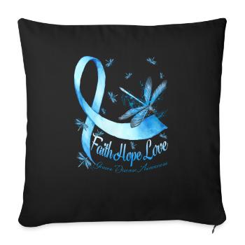 Faith Hope Love Graves Disease Awareness Dragonfly - Throw Pillow Cover 17.5” x 17.5” - black - Front