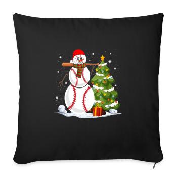 Baseball Snowman - Throw Pillow Cover 17.5” x 17.5” - black - Front