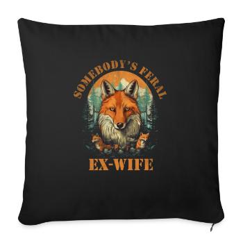 Somebody's feral ex-wife - Throw Pillow Cover 17.5” x 17.5” - black - Front