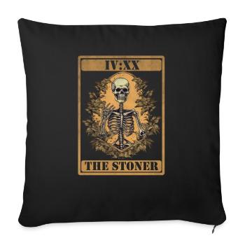 The stoner tarot card - Throw Pillow Cover 17.5” x 17.5” - black - Front