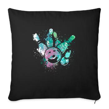 Cool Splash sports bowling design for bowler - Throw Pillow Cover 17.5” x 17.5” - black - Front