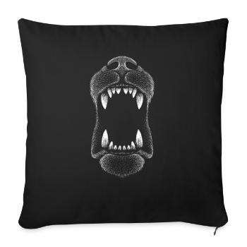 Cute print style dog or wolf - Throw Pillow Cover 17.5” x 17.5” - black - Front