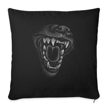 The head drawing dog or wolf - Throw Pillow Cover 17.5” x 17.5” - black - Front
