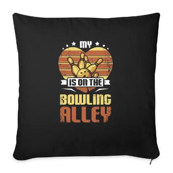 My heart is on the bowling alley - Throw Pillow Cover 17.5” x 17.5” - black - Front