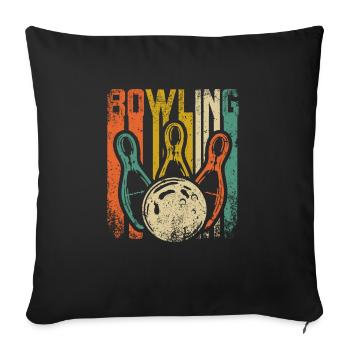 Cool Retro Vintage Bowling Design For Bowlers - Throw Pillow Cover 17.5” x 17.5” - black - Front