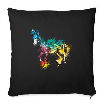 Colerfull Splash Art Farm animals donkey - Throw Pillow Cover 17.5” x 17.5” - black - Front