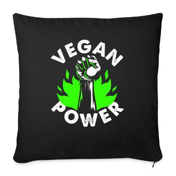 Vegan Power Green Fist - Throw Pillow Cover 17.5” x 17.5” - black - Front