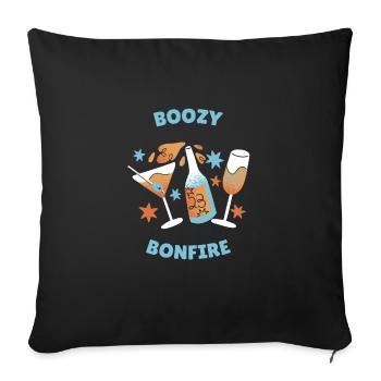 Boozy Bonfire Retro Funny Bar Party Designs - Throw Pillow Cover 17.5” x 17.5” - black - Front