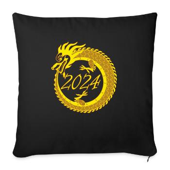 Lunar New Year of the Dragon 2024 - Throw Pillow Cover 17.5” x 17.5” - black - Front