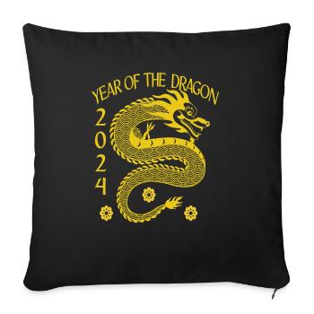 Lunar New Year of the Dragon 2024 - Throw Pillow Cover 17.5” x 17.5” - black - Front