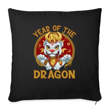 Lunar New Year of the Dragon 2024 - Throw Pillow Cover 17.5” x 17.5” - black - Front