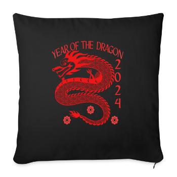 Lunar New Year of the Dragon 2024 - Throw Pillow Cover 17.5” x 17.5” - black - Front