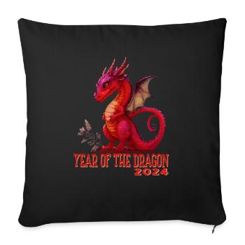 Lunar New Year of the Dragon 2024 - Throw Pillow Cover 17.5” x 17.5” - black - Front