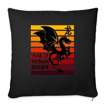 Lunar New Year of the Dragon 2024 - Throw Pillow Cover 17.5” x 17.5” - black - Front
