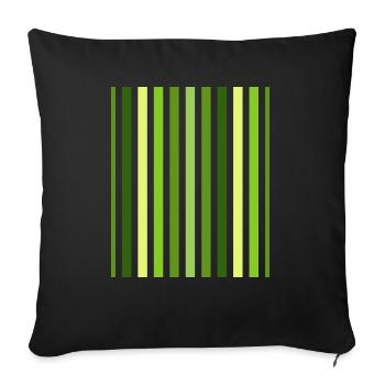 Green And White Vertical Striped - Throw Pillow Cover 17.5” x 17.5” - black - Front