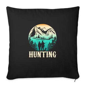 Hunting - Throw Pillow Cover 17.5” x 17.5” - black - Front