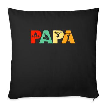 Weightlifting Dad Retro Dad Weightlifting Gift - Throw Pillow Cover 17.5” x 17.5” - black - Front
