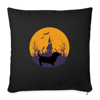 Cute dog Halloween grave - Throw Pillow Cover 17.5” x 17.5” - black - Front