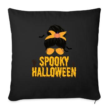 spooky halloween - Throw Pillow Cover 17.5” x 17.5” - black - Front