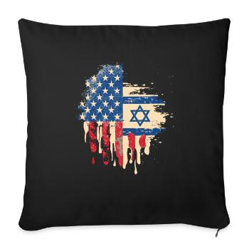 Israel America Flag - Throw Pillow Cover 17.5” x 17.5” - black - Front